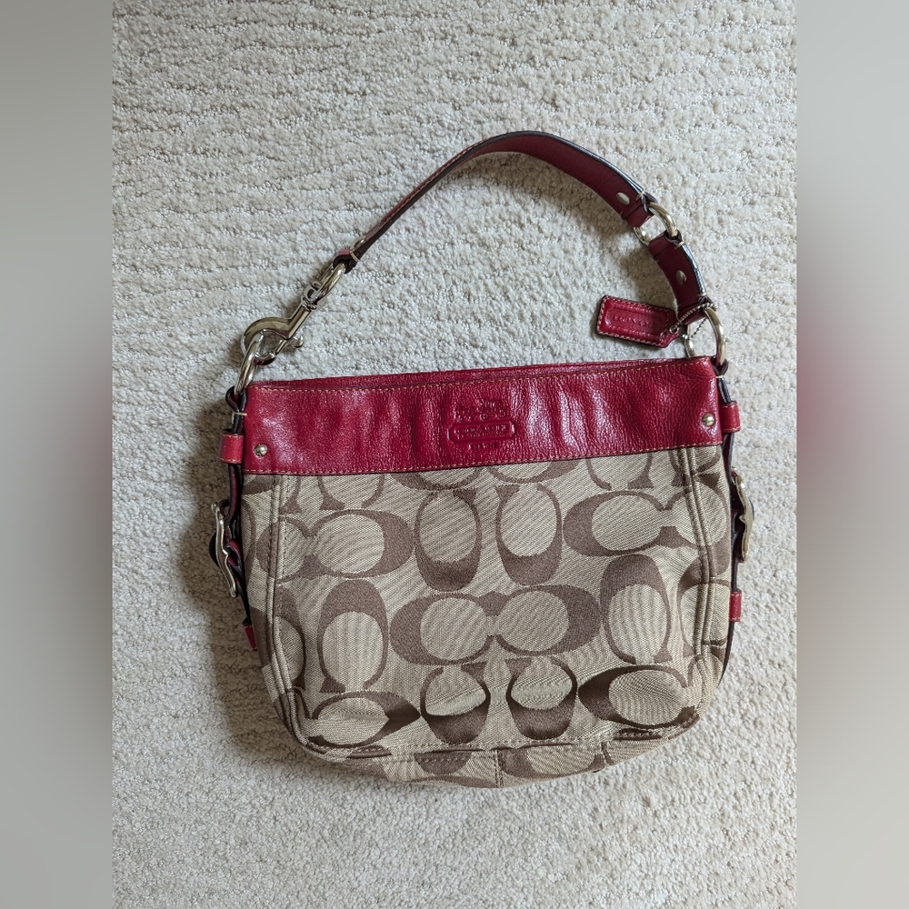 Coach Signature Tan&Red Shoulder Bag